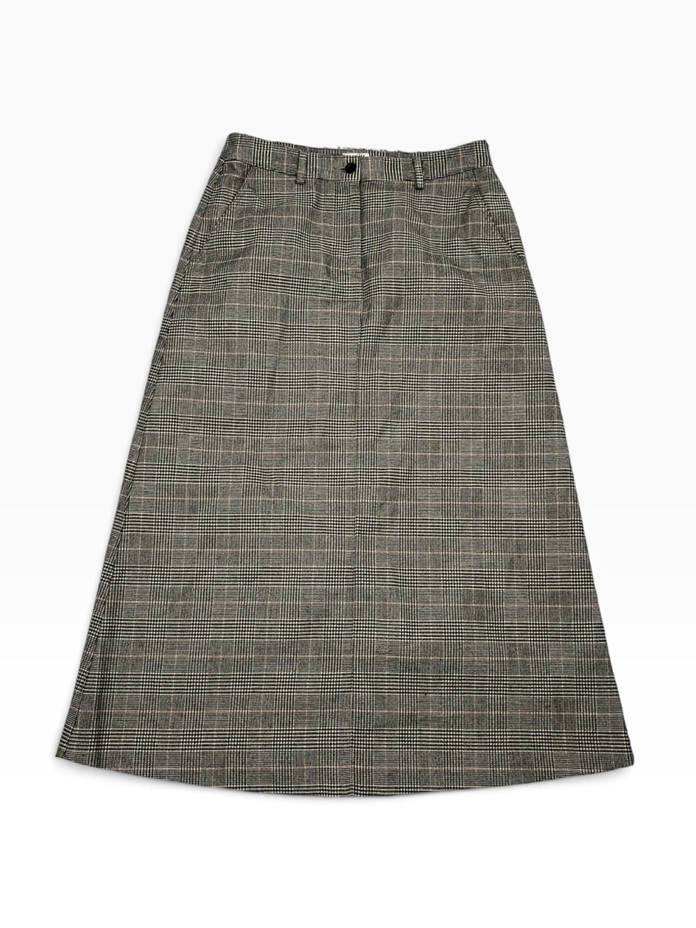 L.L. Bean Plaid Midi Skirt Women’s 4 Black Cotton A Line Pockets Classic Fit